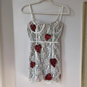 XS For love and lemons mini heart lace dress